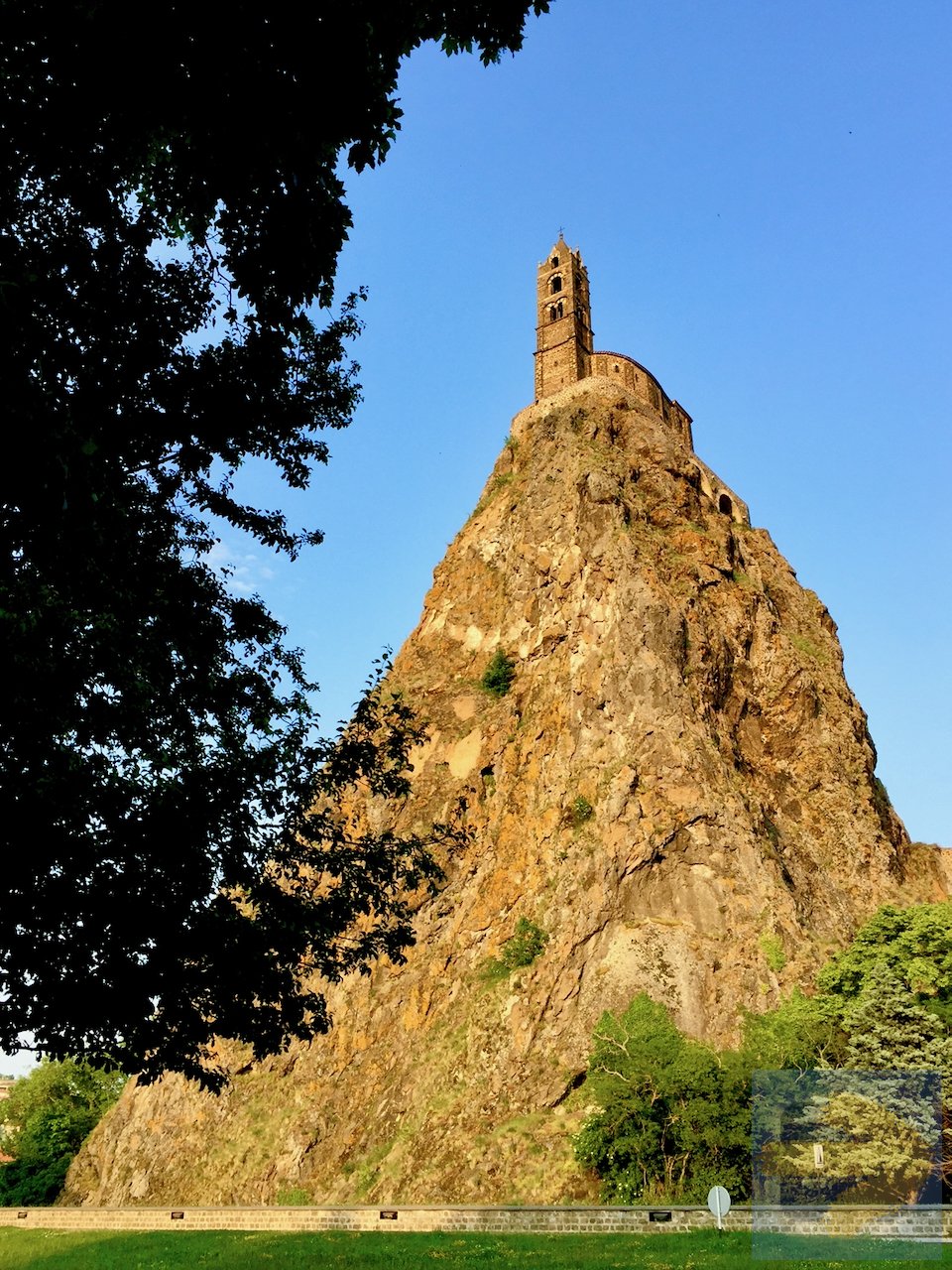 Chapel of St Michael in LePuy, perched on top of the neck of an extinct vocano.jpeg
