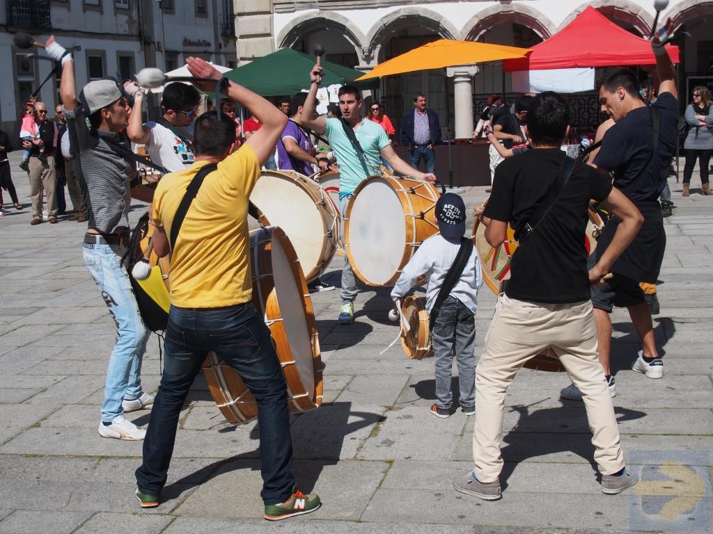 Outdoor Eisteddfod performers in the town plaza in Viana Do Castelo on the Portuguese Camino.