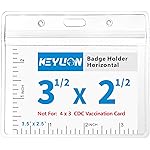 KEYLION 10 Pack Horizontal Name Tag ID Card Holders, Heavy Duty Clear Plastic Sleeve Cover w Waterproof Resealable Zip, fit 5 pcs Credit Card Size Cards or 3.5" x 2.5" Name Badge Inserts